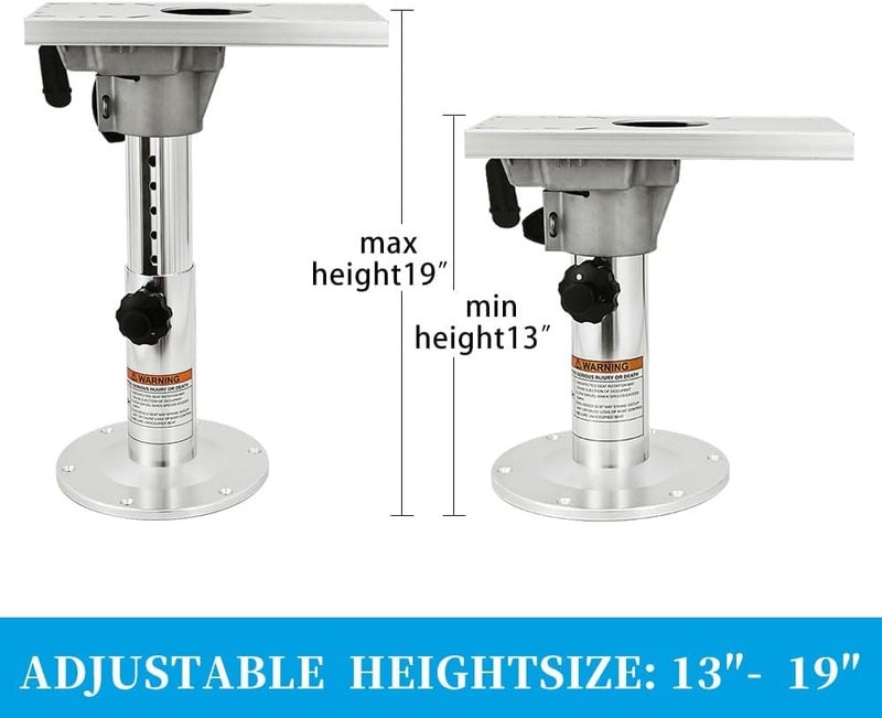 NOBLEZHU Adjustable Boat Seat Pedestal Height Locking Bases with Slide and Swivel for Locking Boat Seats Captain Chair 13 to 19 Inches Height, Adjustable Boat Seats and Pedestals - Image 3